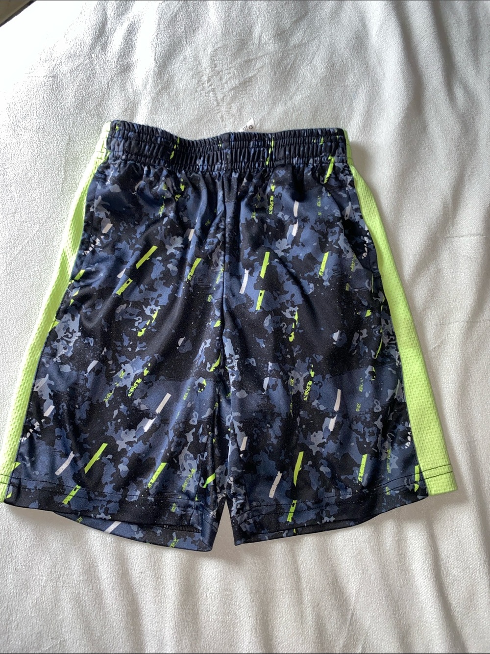 Old Navy Navy Camo Athletic Shorts with Lime Accent